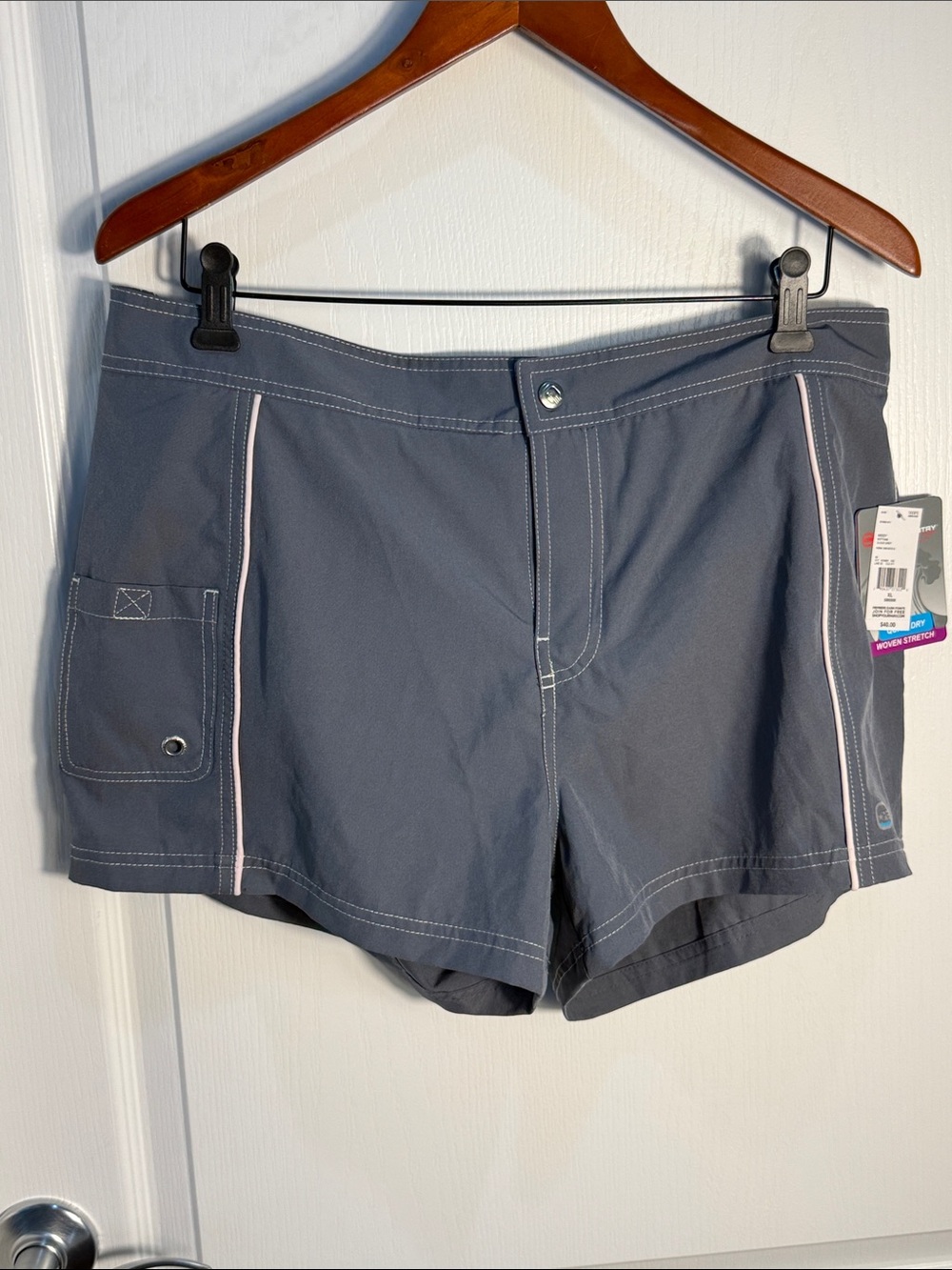 Free Country Gray Athletic Shorts with Pink Trim Lined Size XL NWT